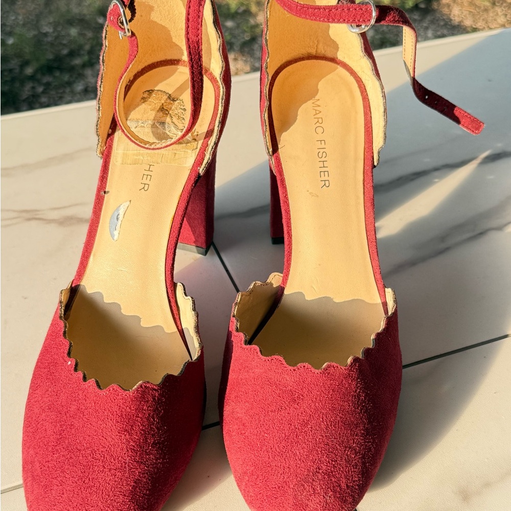 Marc Fisher Red Scalloped Heels